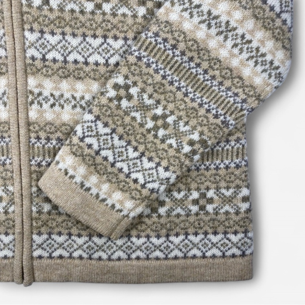Susan Bristol Women’s Zip-Up Sweater with Faux Fur Trim Tan 100% Wool Size XL - Picture 5 of 10